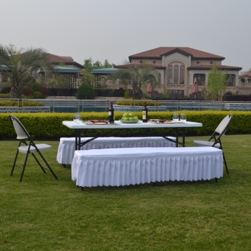 Plastic folding picnic table with benches