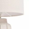 Ribbed Ceramic Table Lamp Cream Glossy Fabric Shade