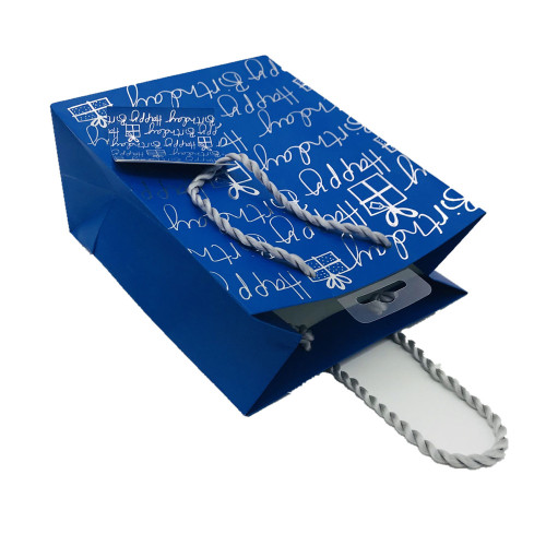 silver Foil Stamped White Paper shopping Bag
