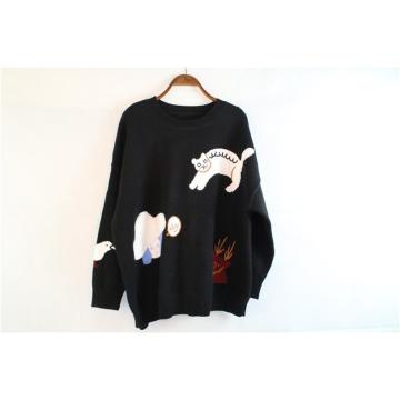 Multicolor Cat Warm Knitted Sweater