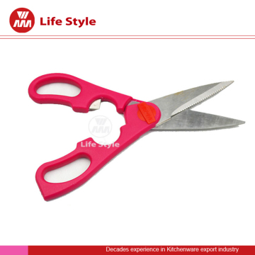 red color nice design Kitchen Scissors stainless steel shear with nut cracker
