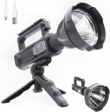 Super Bright USB Rechargeable LED Flashlight with Bracket: High Power Hand-Held Light for Fishing