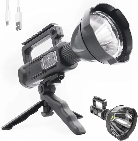 Super Bright USB Rechargeable LED Flashlight with Bracket: High Power Hand-Held Light for Fishing