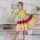 Cute Girls' Vintage  Rainbow Princess Cotton Linen Dress