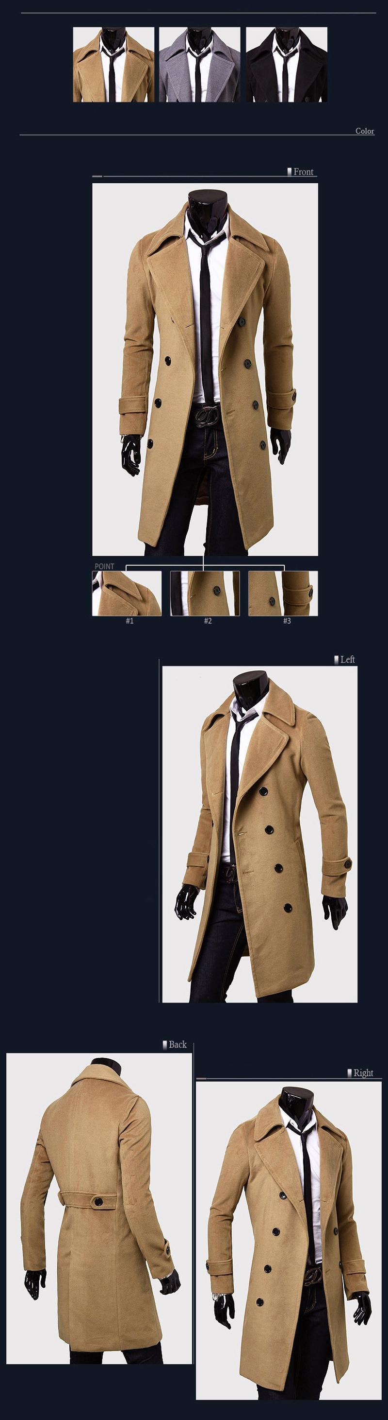 Winter Mid Length Trench Coat Men