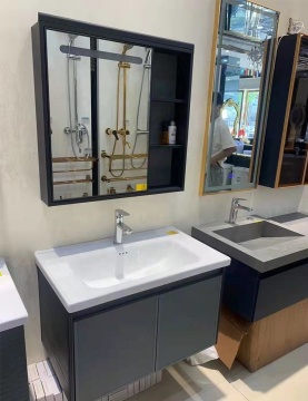 Set di armadietti da bagno in marmo blu navy - stile hotel di lusso 150 cm
