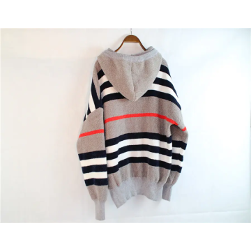 Grey Striped Knit Sweater Sweater