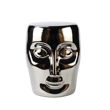 Smooth Glaze Silver Human Face Ceramic Stool RYNQ55-B
