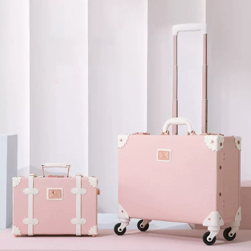 Cute Retro Luggage Set: 18inch & 13inch Lightweight Suitcases for Air Travel