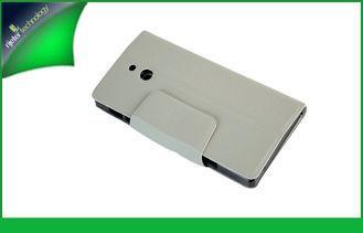 White / Pink Xperia P Sony Leather Cases With Kickstand Fli