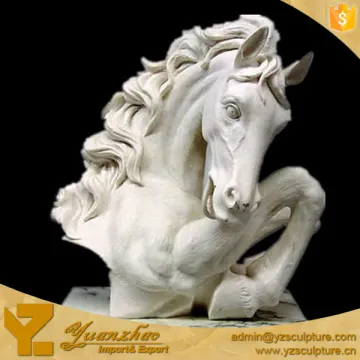 beautiful decorative hand carved white marble horse head statue