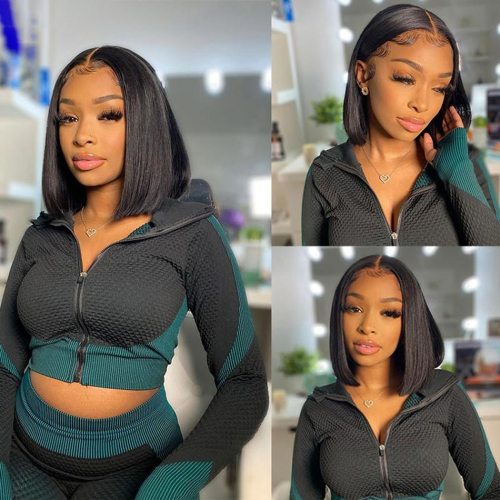 13x4 Short Bob Lace Brazilian Straight Wig 4x4 Lace Bob Lace Human Hair Wigs Remy Lace Front Wigs Pre Plucked for Black Women