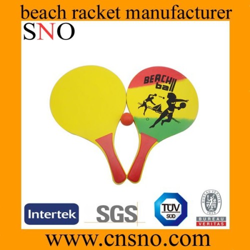 wooden beach racket with heat transfer printing logo