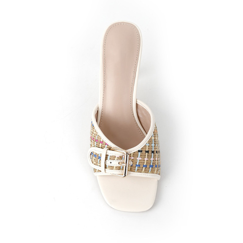 Square Buckle Open-Toe Stiletto Sandals