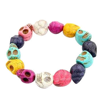 Colorful stone in skull shape, wholesale unique chic mood bracelets, OEM/ODM orders accepted