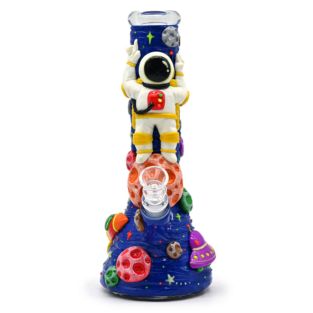 Blue astronaut luminous glass hookah