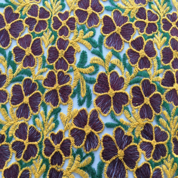 Multicolor sömnad tråd blommor broderi tyg