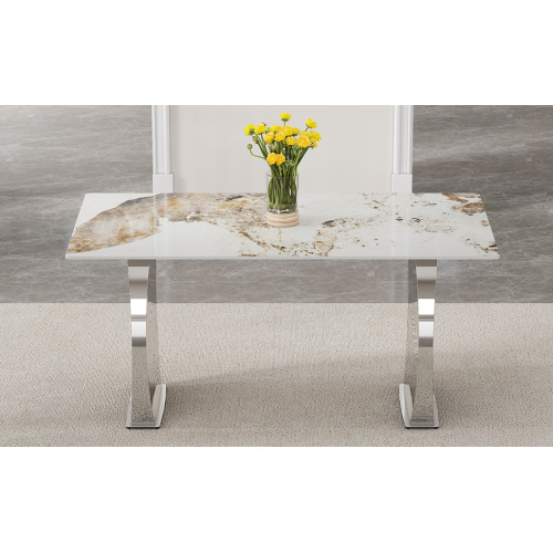 Modern Stainless Steel Pedestal Dining Table