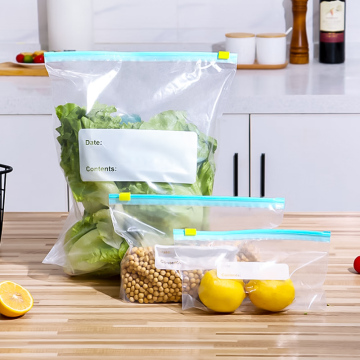 Sacchetti per congelatore con cerniera in plastica LDPE scrittibili per frutta e verdura