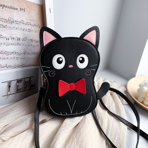 Mini bolso de gato Bolsos de cuero de dibujos animados Parche bordado