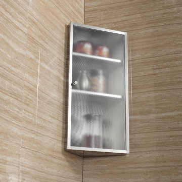 3 Layer Matte Glass/Stainless Steel Kitchen Triangle Storage Cabinet