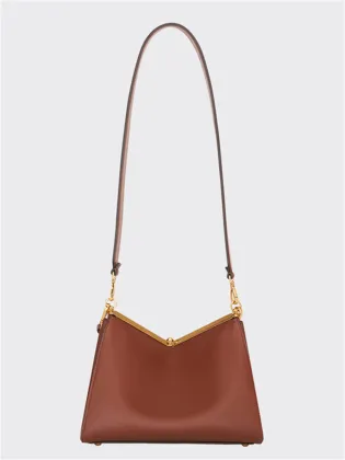 Metal and Leather Harmony Luxe Brown Crossbody Bag