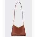 Metal and Leather Harmony Luxe Brown Crossbody Bag