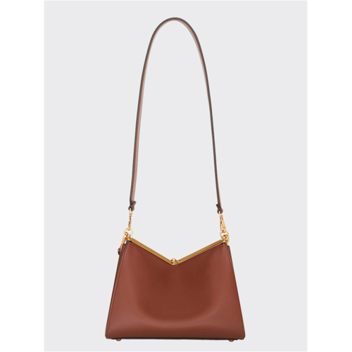 Metal and Leather Harmony Luxe Brown Crossbody Bag