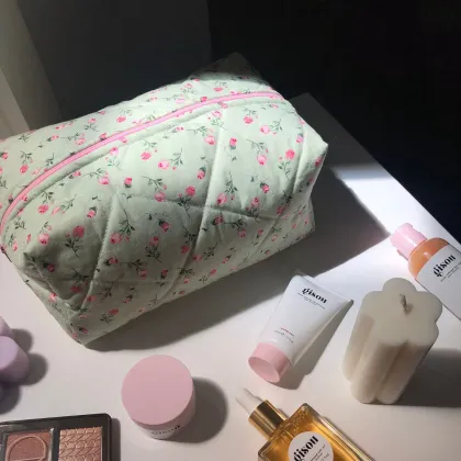 Colorful Travel Cute Flower Cotton Cosmetic Bag