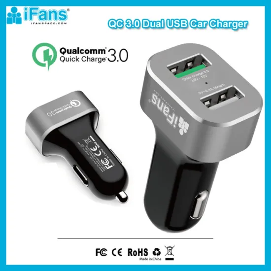 Factory offer Quick Charge 3.0 Car Charger 2 Port 30W Aluminium Rohs CE