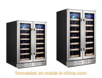 Vino Fridge 170L 66 Bottles Wine Refrigerator Two Doors Dual Zone Built-in Wine Cooler