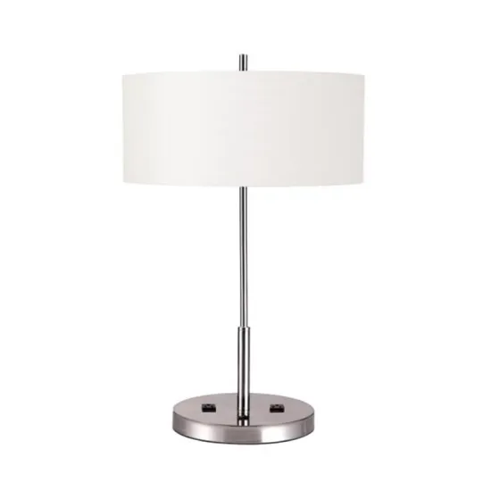 Brushed Nickel Reading Desk Lamp with Outlet - Marriott Fairfield Inn Guest Room Bedside Table Lamp