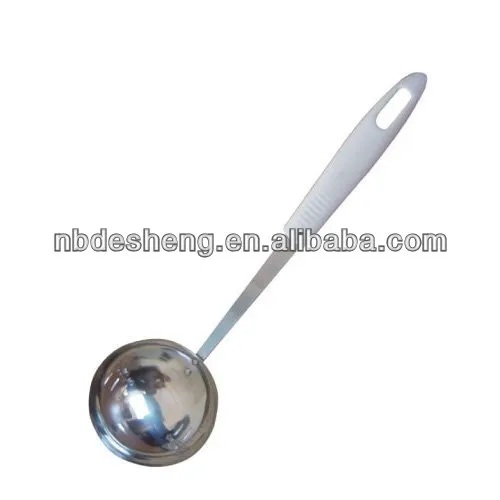 white pp handle stainless steel Kitchen ladle with hook