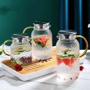 Transparent Borosilicate Glass Large Capacity Water Pitcher with Lid