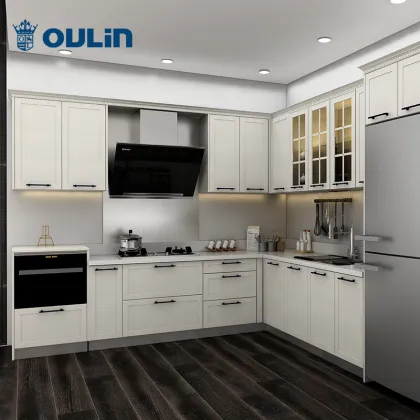 Pastoral Modular Kitchen Custom Urniture Cabinet Designs Storage Kitchen Cabinets Flat Edge / Eased Edge Lacquer Apartment Oulin