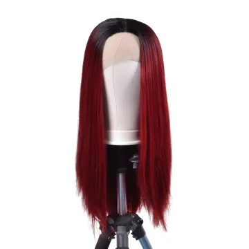 Aishili hot-selling wine long remy hair silky kinky straight hd 613 lace front synthetic wigs for black women