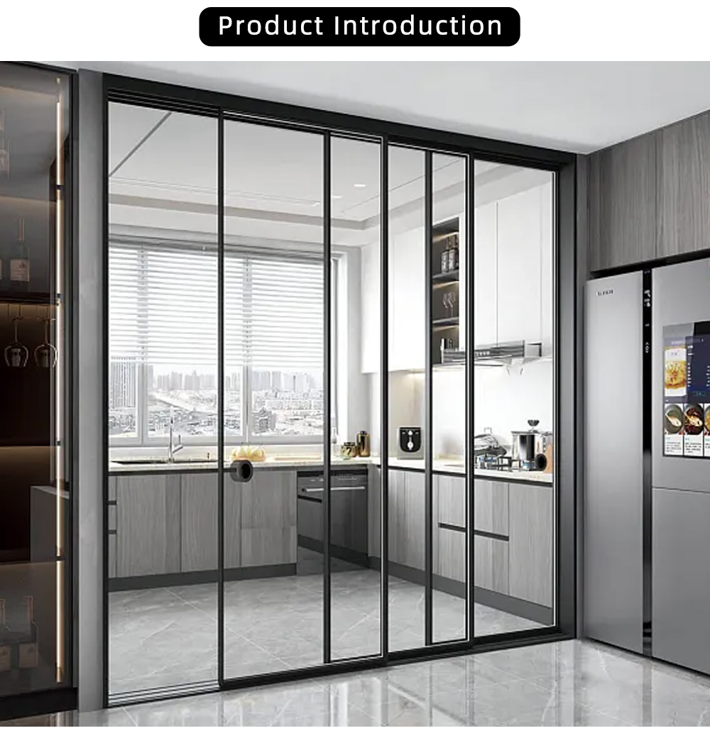 Slim Frame Kitchen Glass Sliding Partition YJ-P041