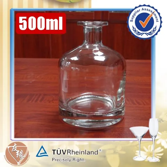 best glassware brands custom print 500ml high transparent food grade glass bottles for liquor
