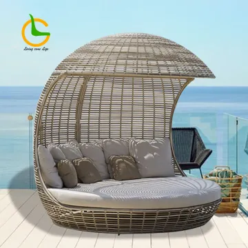 Hot Sale Sun Bed Manual Canopy Outdoor Garden Set