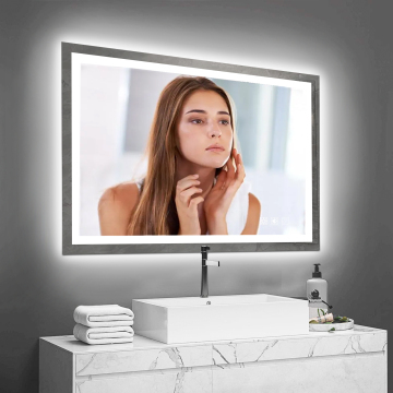 Dimmen Anti-Fog-Rechteck-Touchsbildschirm Badezimmer Smart LED Spiegel mit Licht