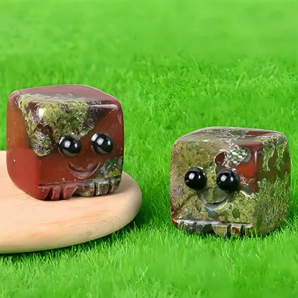 Wholesale Natural Bloodstone Gemstone Cube Ornaments: Handcrafted Spirit Style Decorations
