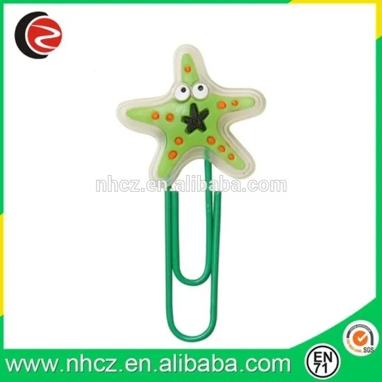 60MM Starfish Shaped Soft PVC Bookmark Animal Paper Clips