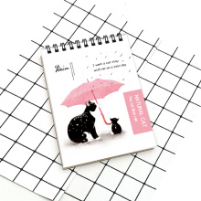 Rain scene cat A5 vertical spiral coil notebook