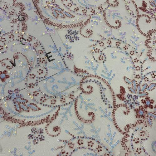 Color Intrigue Formal Dress Sequins Embroidery Fabric