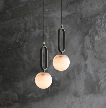 Modern Luxury Alabaster Ball Chandelier - White Small Size for Hotels and Villas