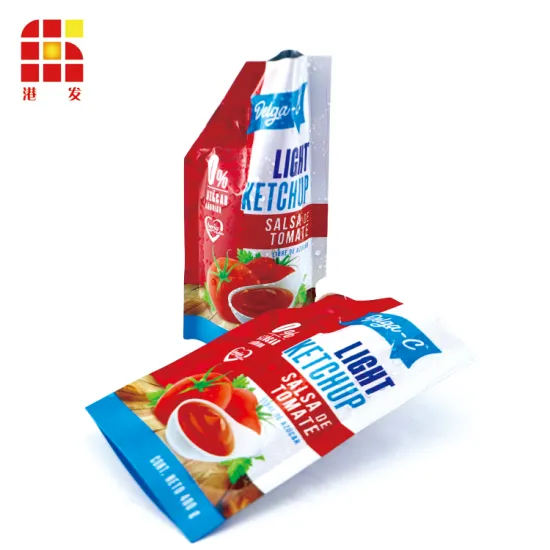 Logo Print Ketchup Plastic Bottle Refill Pack Stand Up Spout Pouch