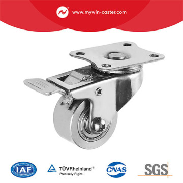 40 mm Light Duty 304 Plaque supérieure en acier inoxydable Bouchettes de roues pivotantes de verrouillage total
