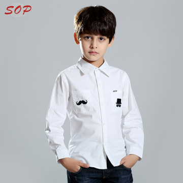 White cotton autumn winter clothes tops children wears casual boys blouse shirt