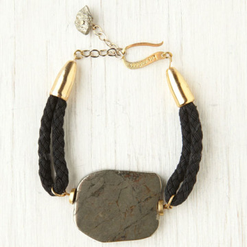 Simple elegant with big raw stone metal clasp for leather bracelet