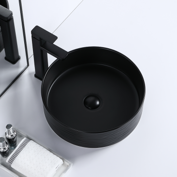 OEM ODM Custom Black Matte Ceramic Bathroom Basin Sink